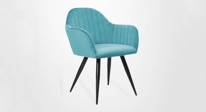 Ambar Dining Living Room Chair with Black Metal Powdered Coated (Light Blue, Powder Coating Finish) by Urban Ladder - - 