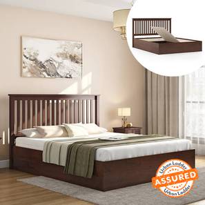 Solid Wood Beds Design Athens Solid Wood King Size Box Storage Bed in Dark Walnut Finish