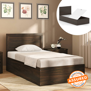 Single Beds Design Covelo Engineered Wood Single Size Box Storage Bed In Rustic Walnut Finish (Single Bed Size, Box Storage Type, Rustic Walnut Finish)