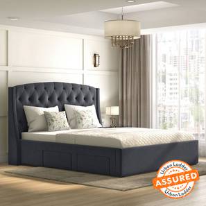 Upholstered Beds Design Aspen Engineered Wood Queen Size Drawer Storage Upholstered Bed in Finish