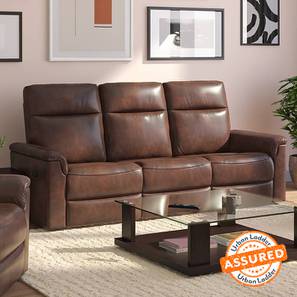 3 Seater Recliners Design Barnes Leatherette Three Seater Manual Recliner in Tuscan Brown Colour