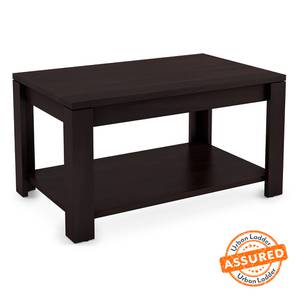Tea Tables Design Flair Rectangular Solid Wood Coffee Table in Mahogany Finish