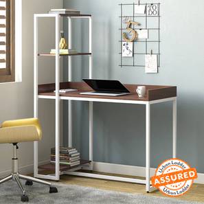 Study Table With Bookshelves Design Allan Metal Study Table in Spiced Acacia Finish
