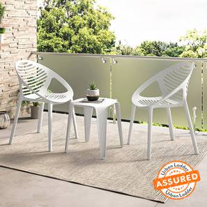 Patio Chairs Design Ibiza Plastic Outdoor Chair in White Colour - Set of 2