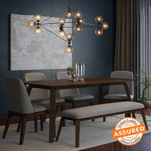 Dining Tables And Chairs Design Taarkashi Solid Wood 6 Seater Dining Table with Set of Chairs in American Walnut Finish