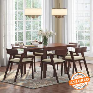 Extendable Dining Table Set Design Murphy Thomson Solid Wood 6 Seater Dining Table with Set of 6 Chairs in Dark Walnut Finish