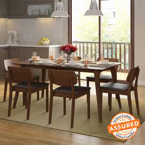 Dining Design Lawson Solid Wood 6 Seater Dining Table with Set of Chairs in Walnut Finish