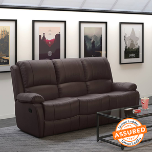 3 Seater Recliners Design Lebowski Leatherette Three Seater Manual Recliner in Dark Chocolate Leatherette Colour
