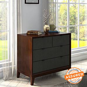 4 Drawers Design Martino Upholstered Solid Wood Chest of 4 Drawers in Dark Walnut Finish