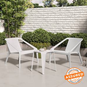 Table And Chair Set Design Palma Plastic Outdoor Chair in White Colour - Set of 2