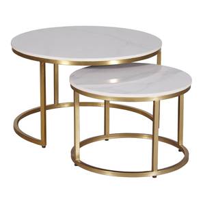 J And J Livingroom Design Selma Round Metal Coffee Table in Gold Finish