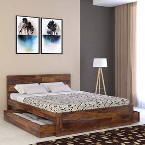 Vintage Home Design Simplicity Solid Wood Queen Size Drawer Storage Bed in Provincial Teak Finish