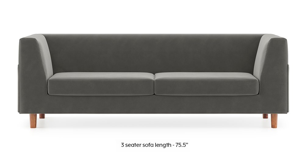 Rubik Sofa (Ash Grey Velvet) (2-seater Custom Set - Sofas, None Standard Set - Sofas, Fabric Sofa Material, Regular Sofa Size, Regular Sofa Type, Ash Grey Velvet) by Urban Ladder - - 