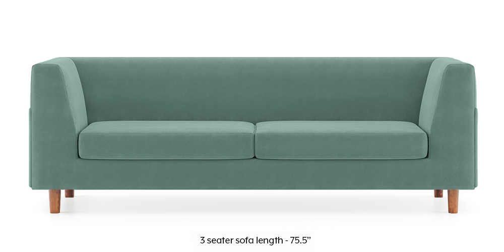 Rubik Sofa (Dusty Turquoise Velvet) (2-seater Custom Set - Sofas, None Standard Set - Sofas, Fabric Sofa Material, Regular Sofa Size, Regular Sofa Type, Dusty Turquoise Velvet) by Urban Ladder - - 