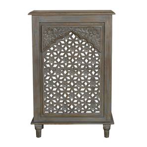 saffron arts Rolano Solid Wood Bedside Table in Distress Grey Finish-picture-30