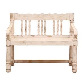 saffron arts Avika Solid Wood Bench in Distress White Finish-picture-16