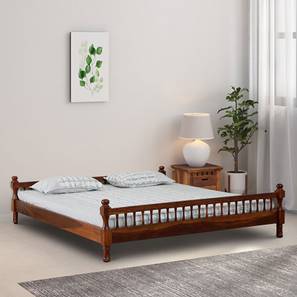 Wood Turner Solid Wood King Size Non Storage Bed in Honey Oak Finish-image-7