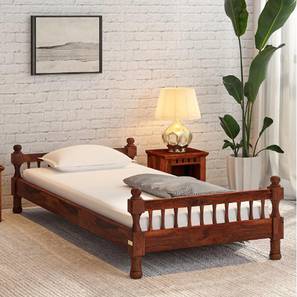 Single Beds Without Storage Design Wood Turner Solid Wood Single Size Non Storage Bed in Honey Oak Finish