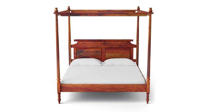 Pencil Poster Queen Bed In Honey Oak Colour (Queen Bed Size, Honey Oak Finish) by Urban Ladder - - 