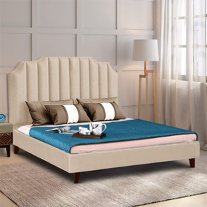 All Beds In Kochi Design Eliana Engineered Wood Queen Size Non Storage Bed in Honey Oak Finish