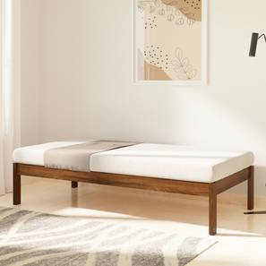 Hudson Solid Wood Single Size Non Storage Bed in Provincial Teak Finish