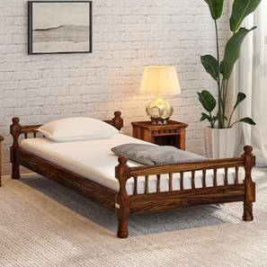 Wood Turner Solid Wood Single Size Non Storage Bed in Provincial Teak Fi...