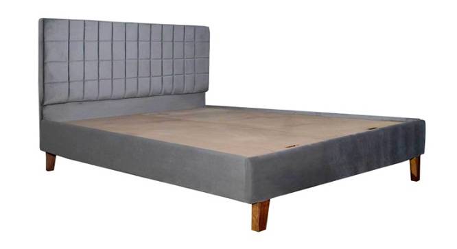 Checkered Upholstered Bed In Grey Colour (Queen Bed Size, Honey Oak Finish) by Urban Ladder - - 