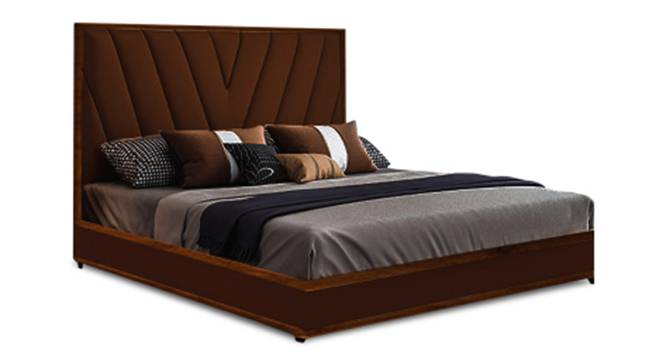 Vincent Queen Size Upholstered Non Storage Bed (Brown, Queen Bed Size, Honey Oak Finish) by Urban Ladder - - 