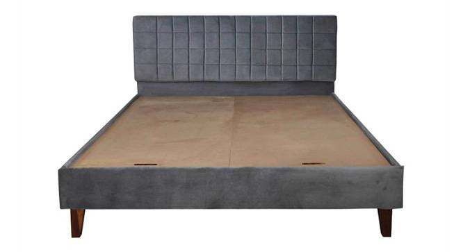 Checkered Upholstered Bed In Grey Colour (Queen Bed Size, Honey Oak Finish) by Urban Ladder - - 