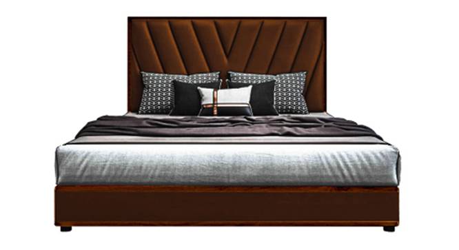 Vincent Queen Size Upholstered Non Storage Bed (Brown, Queen Bed Size, Honey Oak Finish) by Urban Ladder - - 