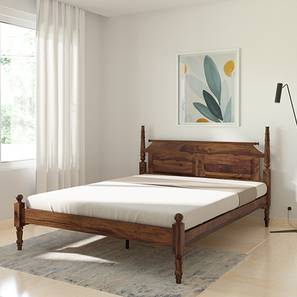 globally indian Sovereign Solid Wood King Size Non Storage Bed in Provincial Teak Finish-picture-11