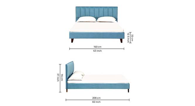 Dallas Slummber Upholstered Non Storage Bed (Queen Bed Size, Turquoise, PROVINCIAL TEAK Finish) by Urban Ladder - - 