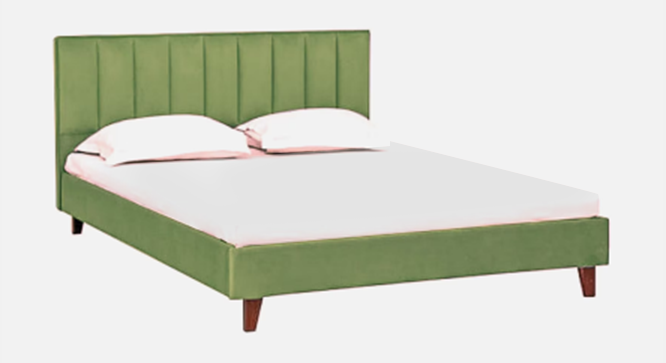 Dallas Slummber Upholstered Non Storage Bed (Queen Bed Size, Olive, PROVINCIAL TEAK Finish) by Urban Ladder - - 