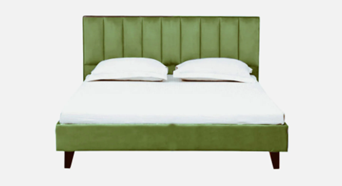 Dallas Slummber Upholstered Non Storage Bed (Queen Bed Size, Olive, PROVINCIAL TEAK Finish) by Urban Ladder - - 
