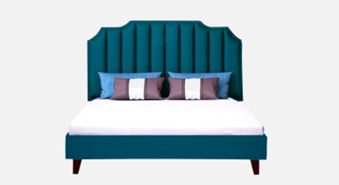 Eliana Upholstered Non Storage Bed (Queen Bed Size, PROVINCIAL TEAK Finish, Ocean Green) by Urban Ladder - - 