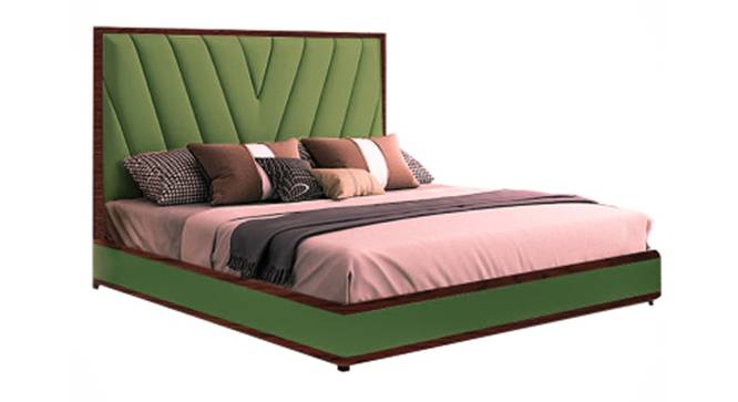 Vincent Queen Size Upholstered Non Storage Bed (Green, Queen Bed Size, PROVINCIAL TEAK Finish) by Urban Ladder - - 