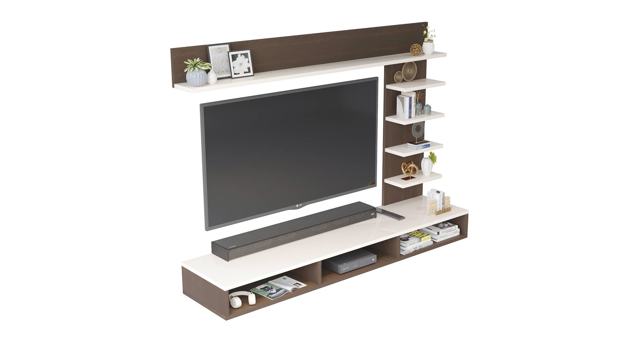 Primax Plus Engineered Wood Wall Mounted TV Unit in Wenge & Frosty