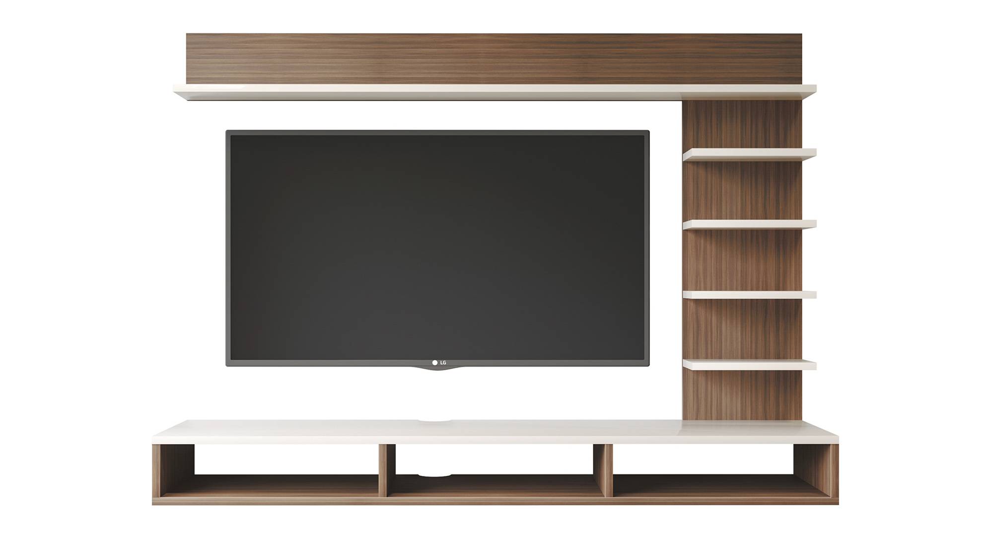 Primax Plus Engineered Wood Wall Mounted TV Unit in Walnut & Frosty