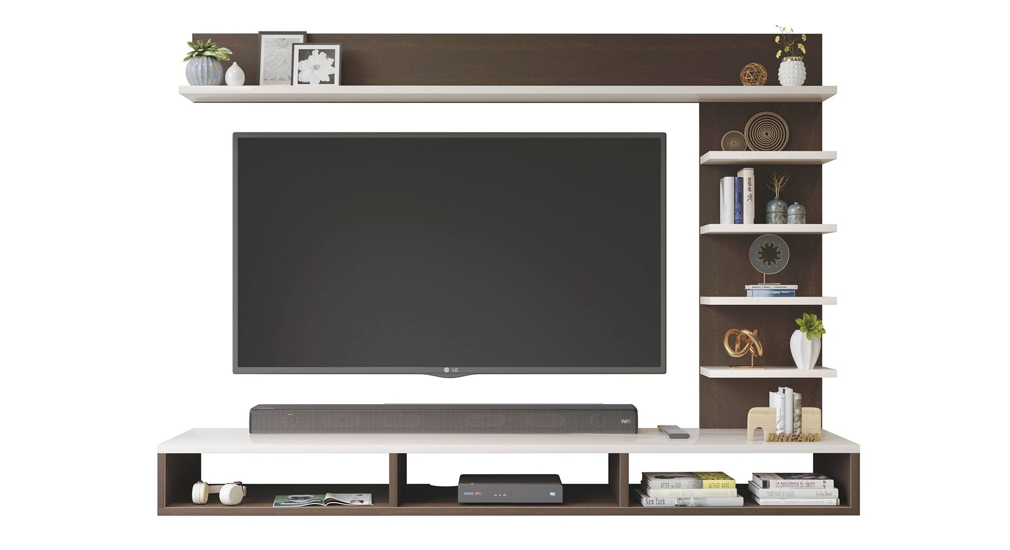 Primax Plus Engineered Wood Wall Mounted TV Unit in Wenge & Frosty