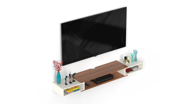 Toska Wall Mounted Entertainment TV Unit (50 Inch Size, Walnut & Frosty Finish) by Urban Ladder - Front View Design 1 - 842697