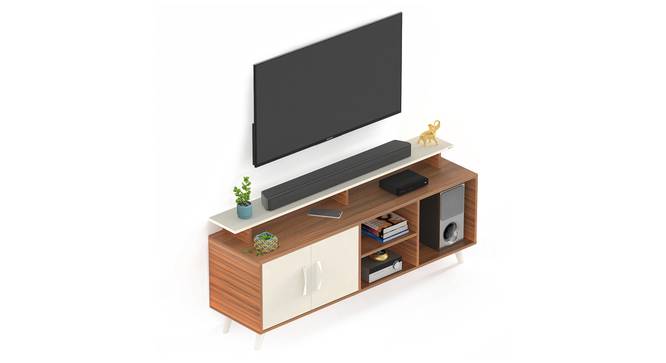 Skiddo Floor standing Entertainment TV Unit (55 Inch Size, Walnut & White Finish) by Urban Ladder - Front View Design 1 - 842706