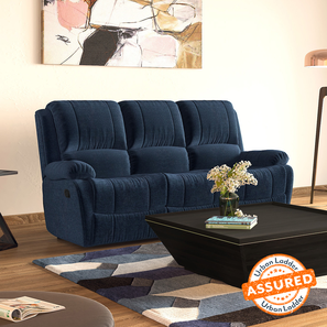 Recliners In Kochi Design Lebowski Fabric Three Seater Manual Recliner in Cobalt Fabric Colour