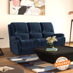 3 Seater Recliners Design Lebowski Fabric Three Seater Manual Recliner in Cobalt Fabric Colour