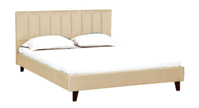 Dallas Slummber Upholstered Non Storage Bed (Queen Bed Size, Beige, Honey Oak Finish) by Urban Ladder - - 