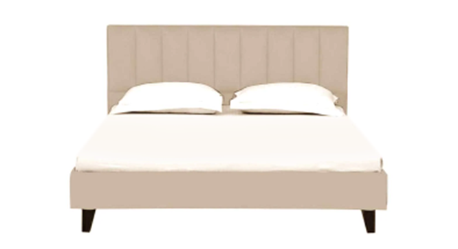 Dallas Slummber Upholstered Non Storage Bed (Queen Bed Size, Beige, Honey Oak Finish) by Urban Ladder - - 