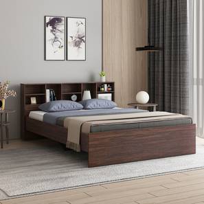 A Globia Creations Design Nexon Engineered Wood Queen Size Non Storage Bed in Choco Walnut Finish