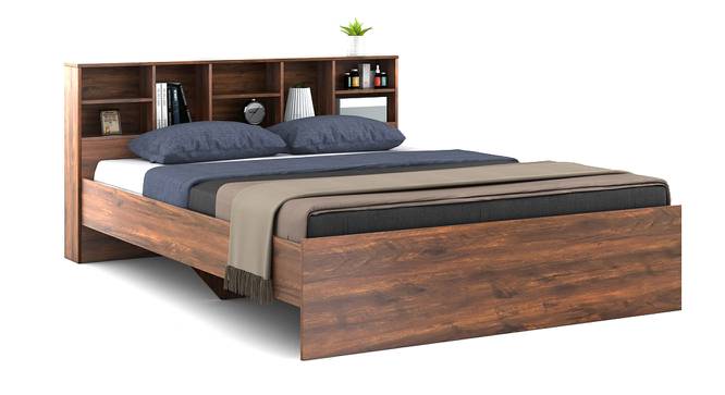 Nexon King Bed In Choco Walnut Color (Queen Bed Size, Natural Teak Finish) by Urban Ladder - Front View Design 1 - 844074