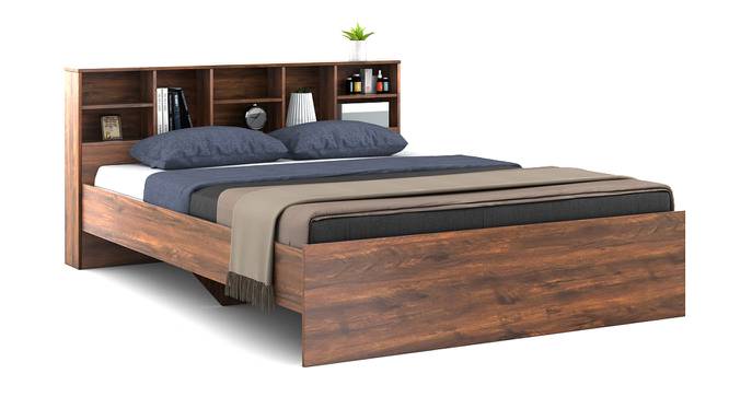 Nexon King Bed In Choco Walnut Color (King Bed Size, Natural Teak Finish) by Urban Ladder - Front View Design 1 - 844076