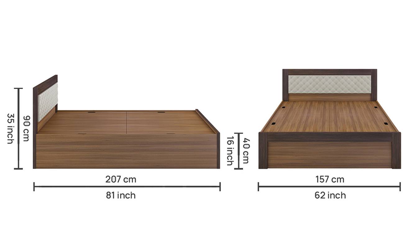 Eco Engineered Wood Queen Size Box Storage Bed in Exotic Teak Finish