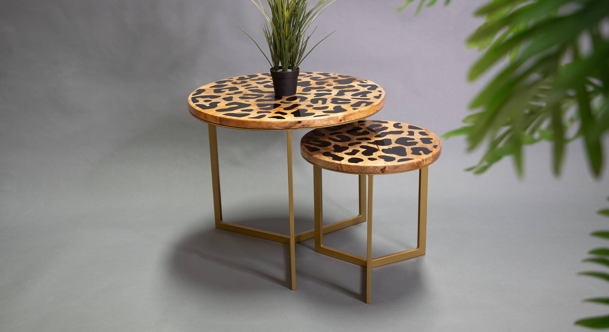 Epoxy Set of Two Panther End Table Urban Ladder